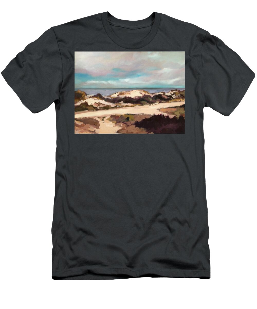 Beach T-Shirt featuring the painting The Sand Paths by Rebecca Jacob
