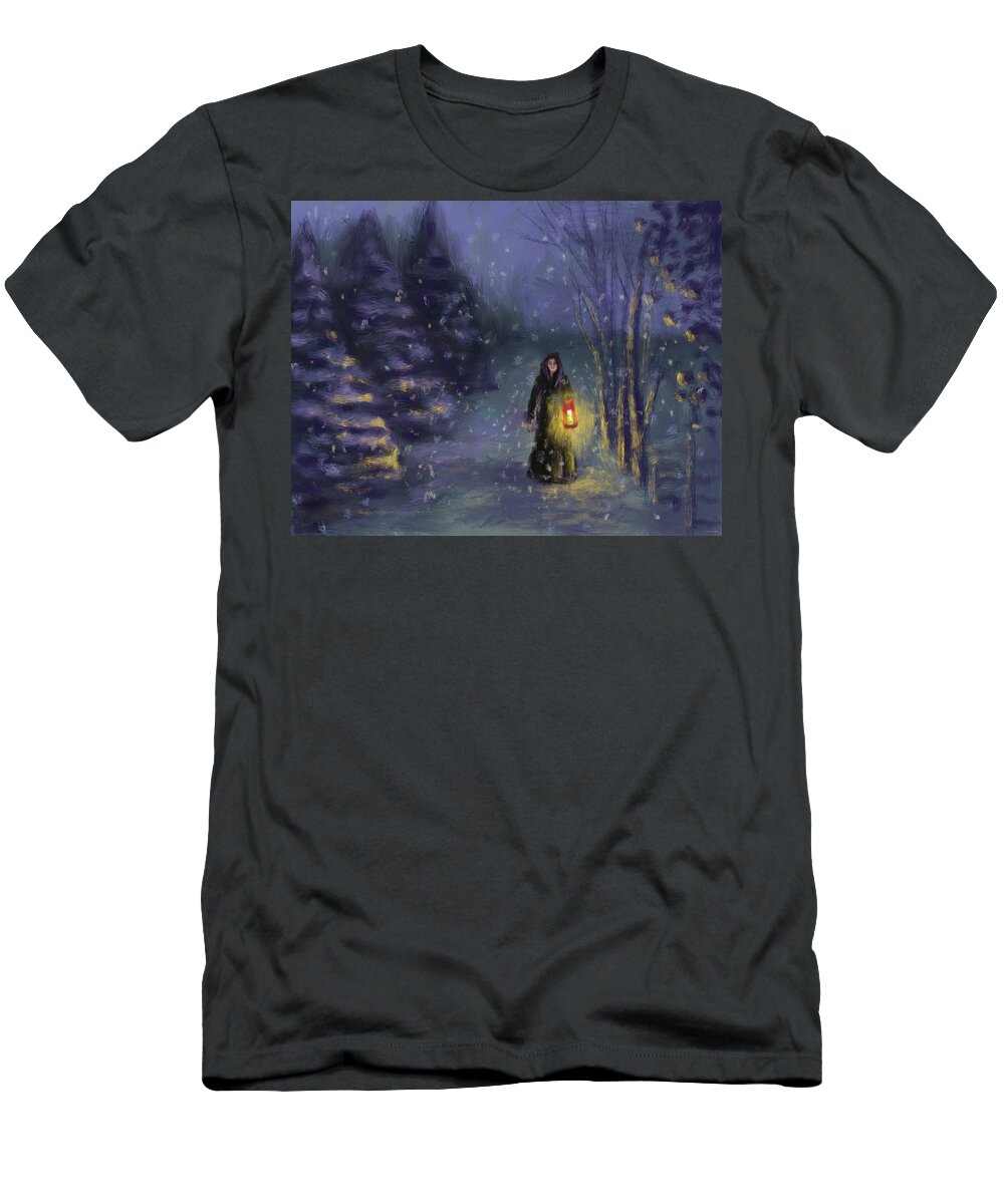 Woman T-Shirt featuring the digital art The Silent Woods by Larry Whitler