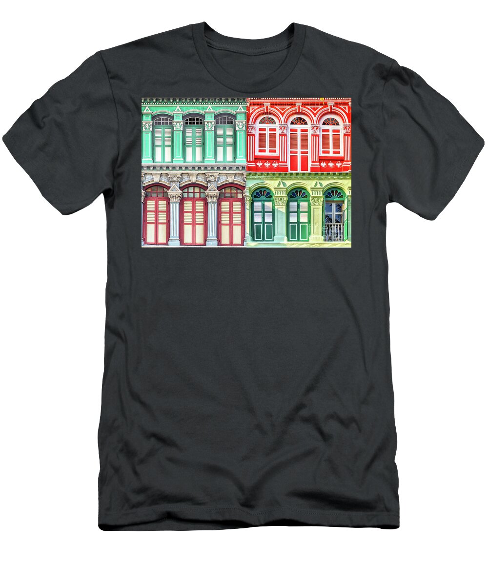 Singapore T-Shirt featuring the photograph The Singapore Shophouse 10 by John Seaton Callahan