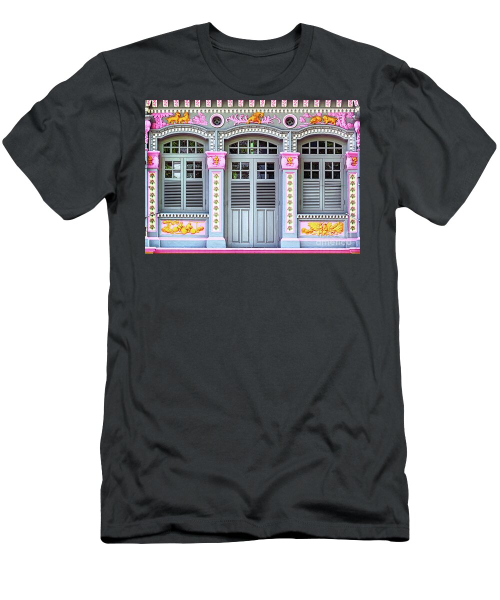 Singapore T-Shirt featuring the photograph The Singapore Shophouse 19 by John Seaton Callahan