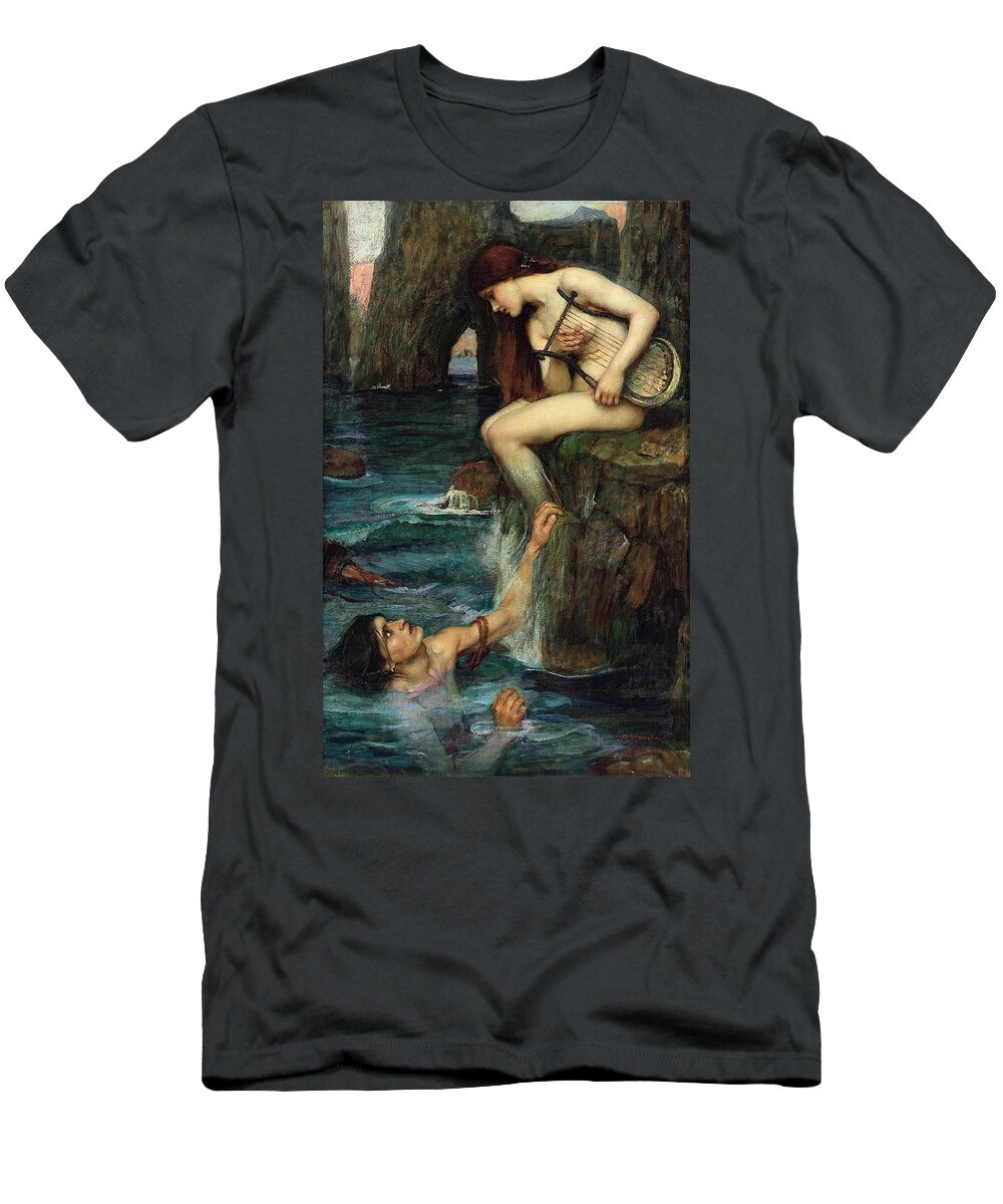  T-Shirt featuring the drawing The Siren art by John William Waterhouse English