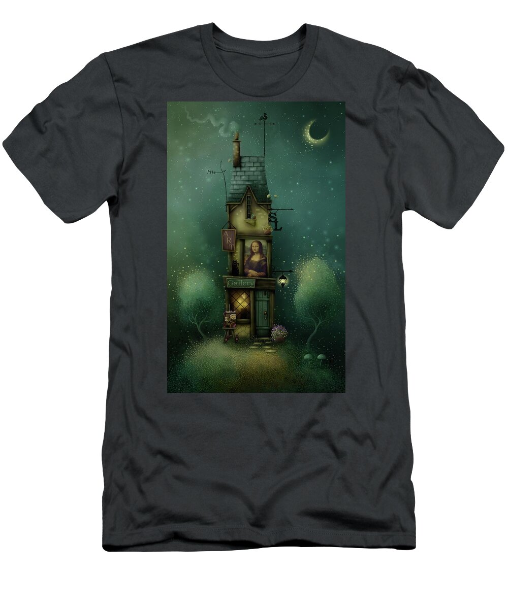 Art Gallery T-Shirt featuring the painting The Smiling Lady by Joe Gilronan