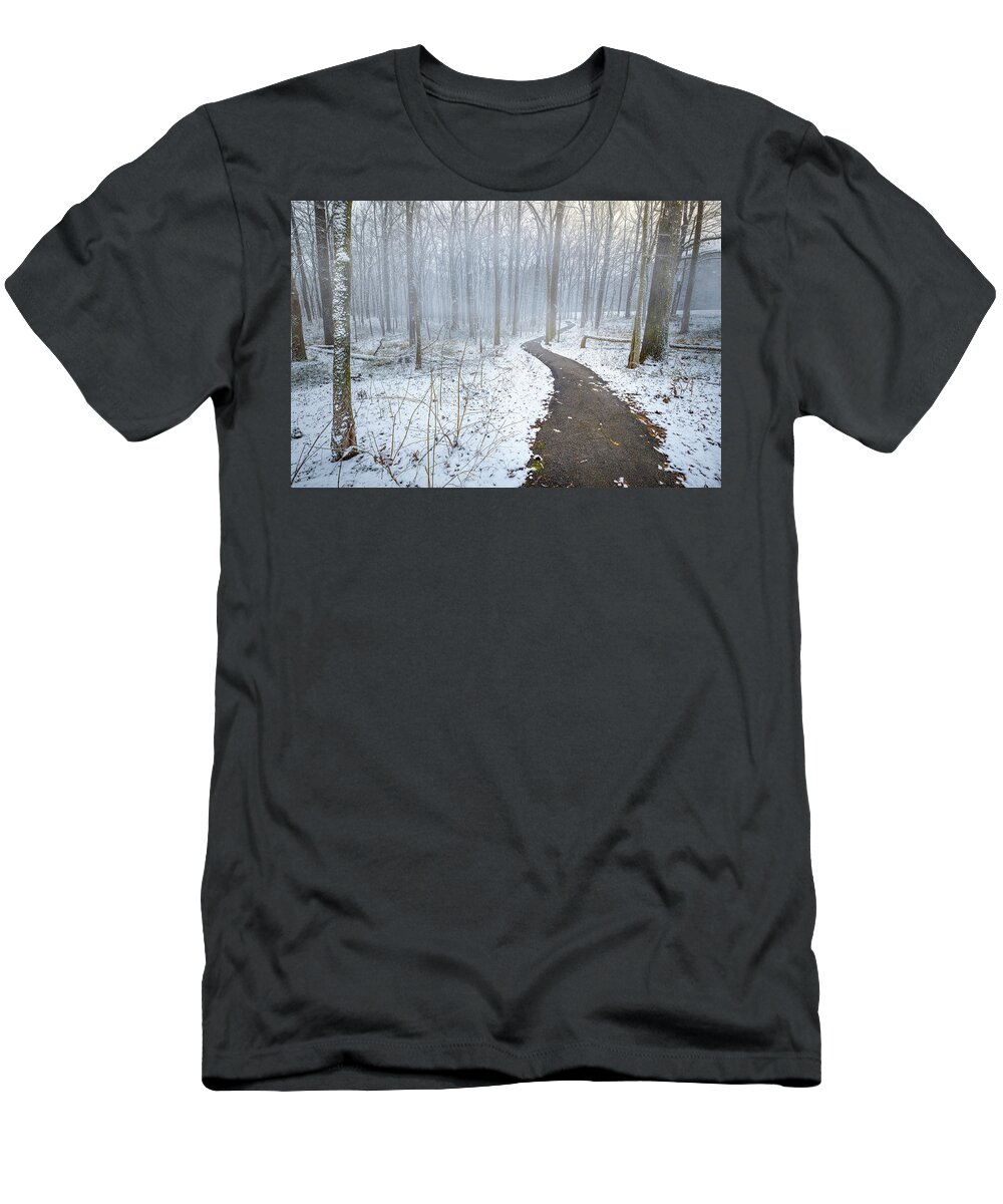 Snow Day T-Shirt featuring the photograph The Snowy Path by Jordan Hill