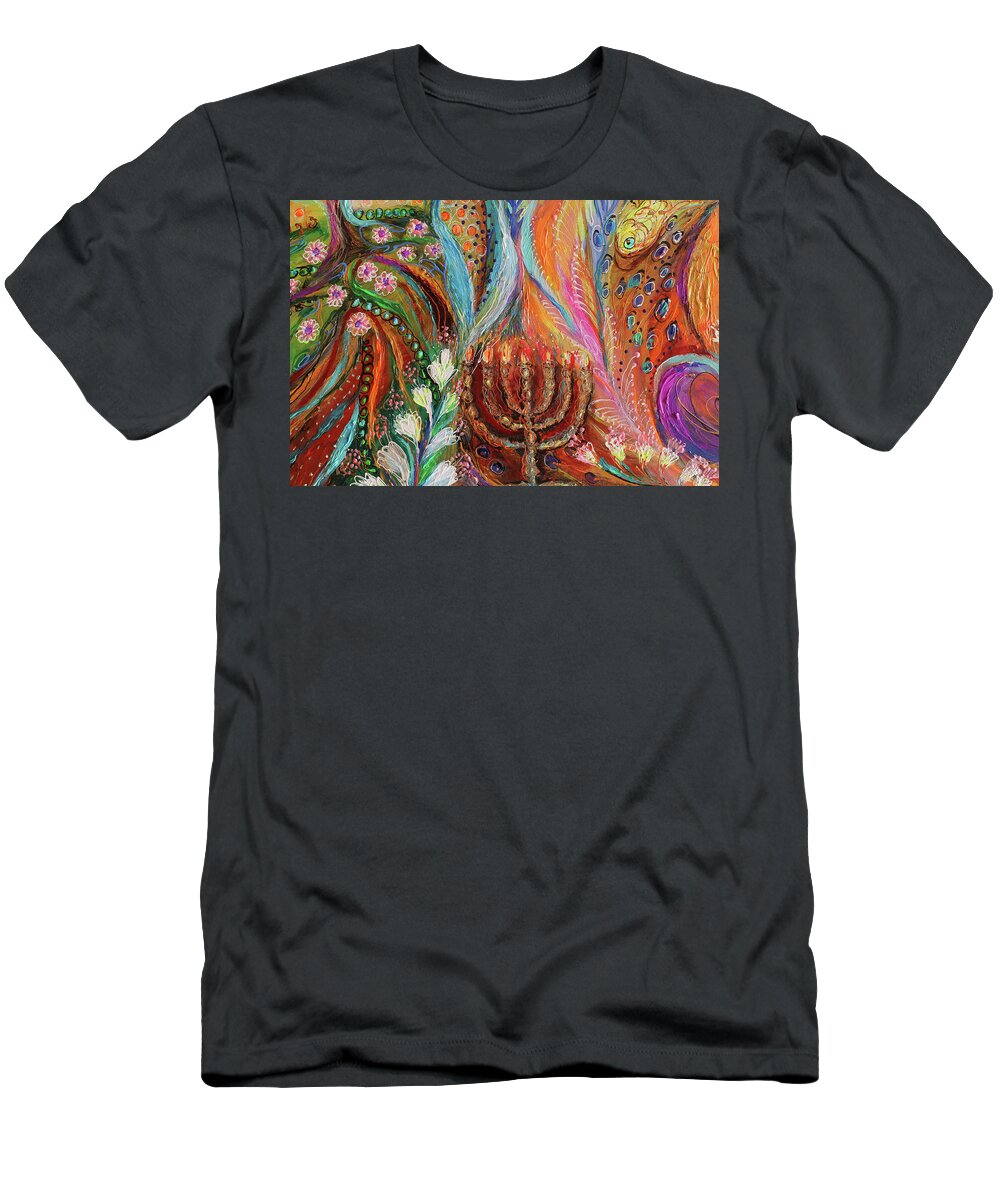 Angel T-Shirt featuring the painting The song of Safed. Fragment 2 by Elena Kotliarker