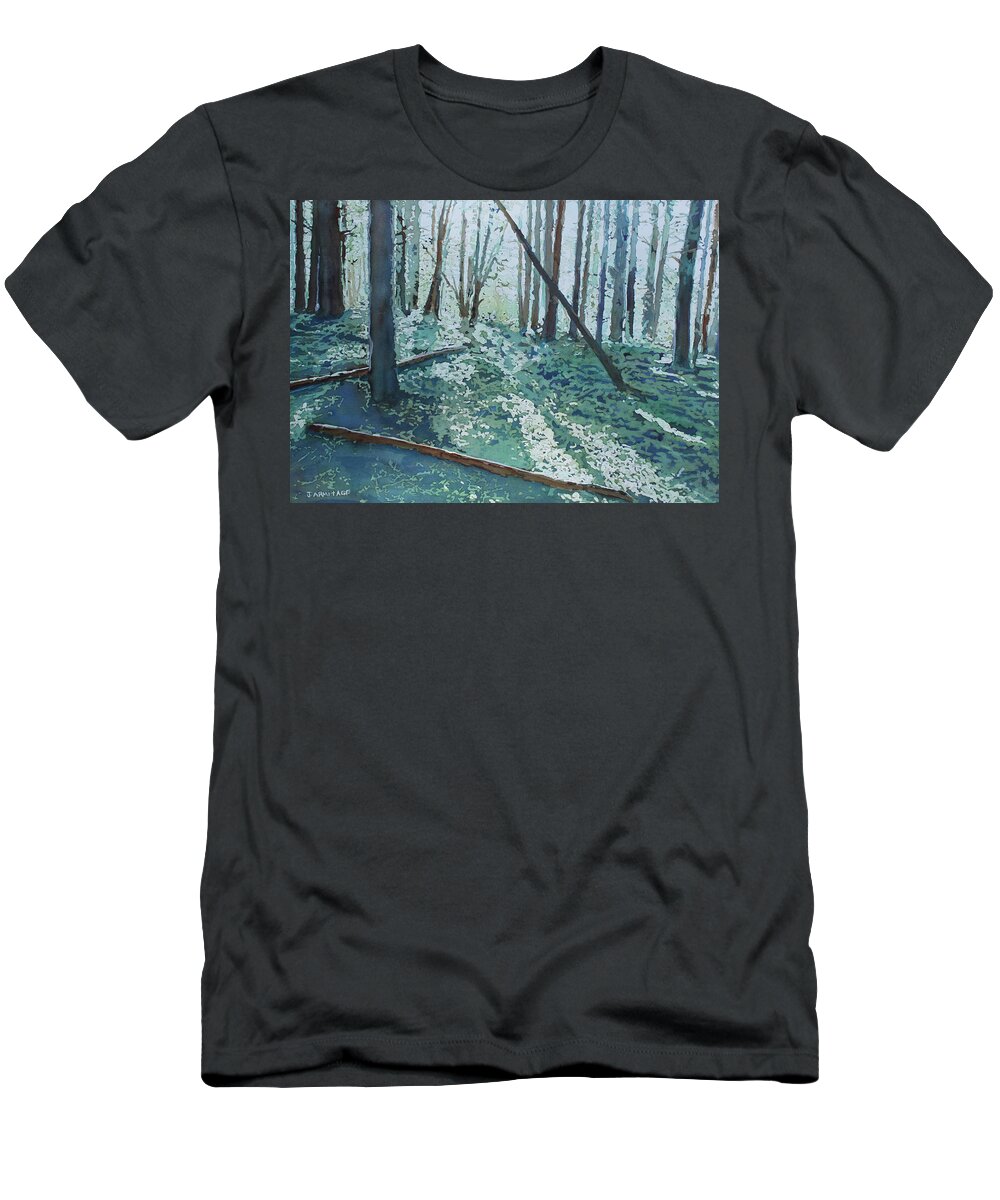 Woods T-Shirt featuring the painting The Standing and the Fallen by Jenny Armitage