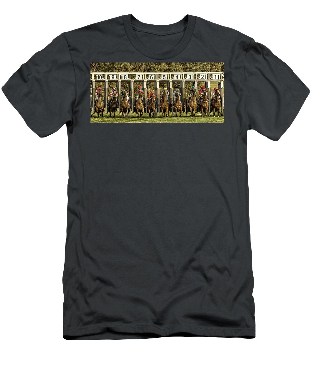 Retro Style T-Shirt featuring the photograph The starting gate by Johannes Brienesse