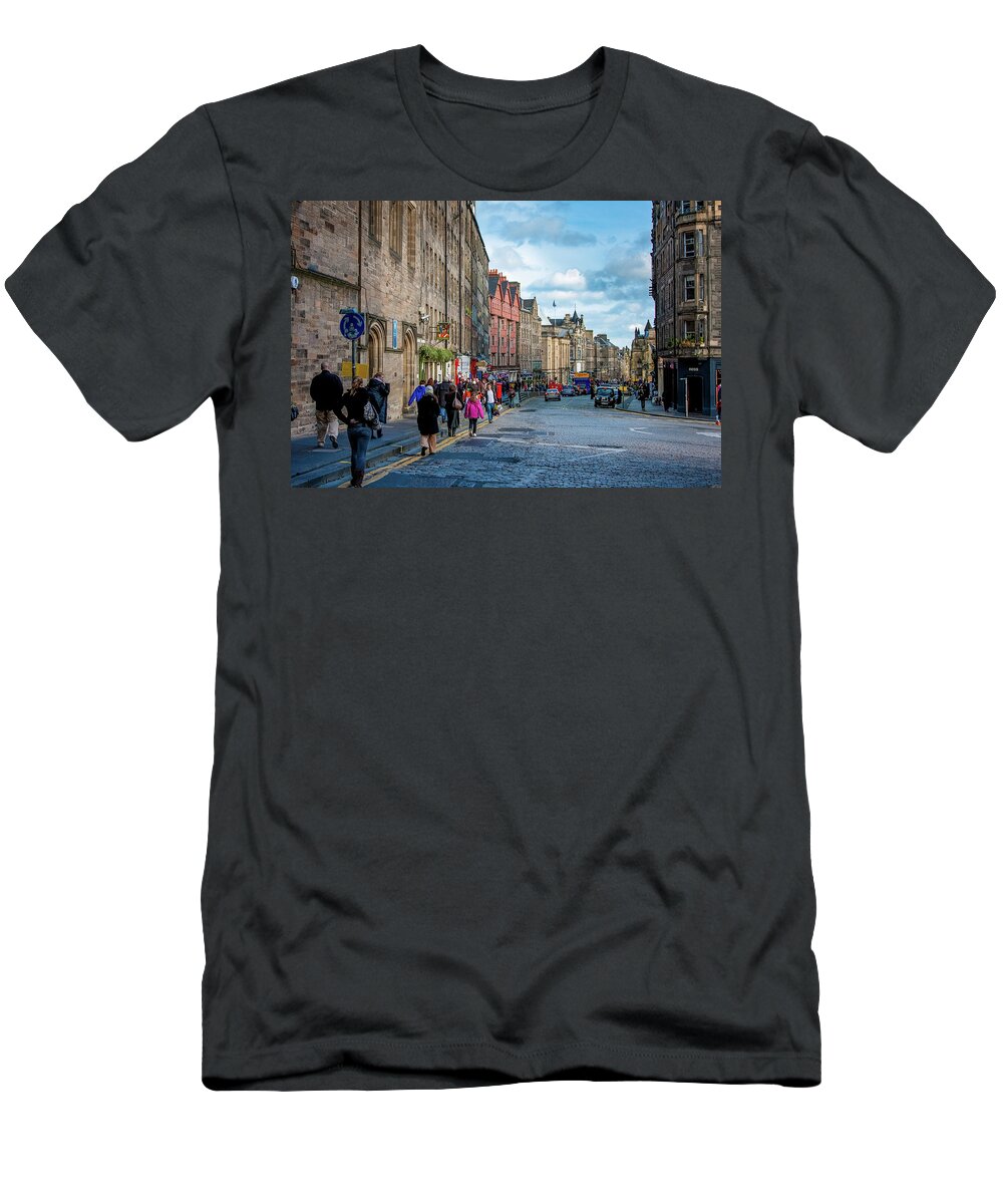 Edinburgh T-Shirt featuring the digital art The Streets of Edinburgh by SnapHappy Photos