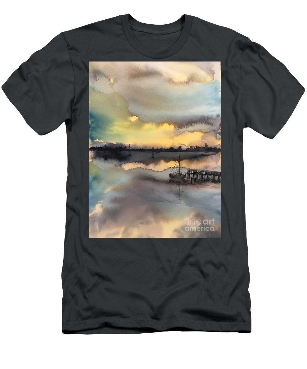 The Sunset T-Shirt featuring the painting The sunset by Han in Huang wong