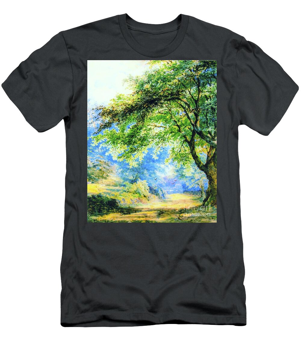 Landscape T-Shirt featuring the painting The Sunshine Path by Jane Small