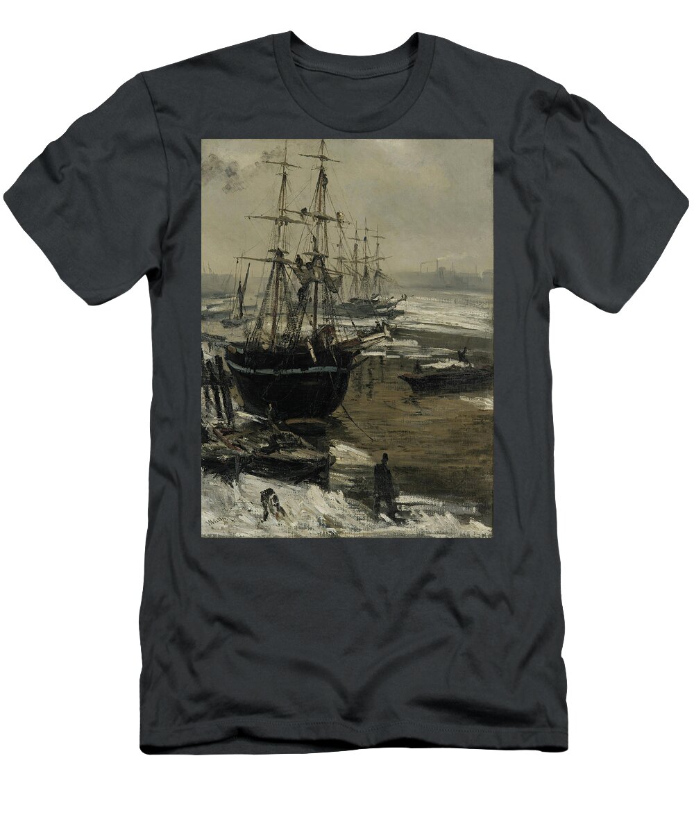 Thamas T-Shirt featuring the painting The Thames in Ice by James A Whistler