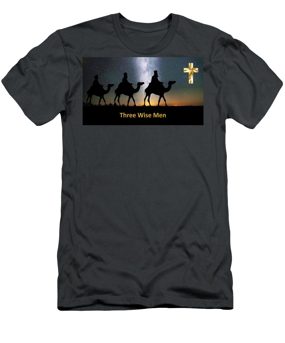 Jesus T-Shirt featuring the mixed media The Three Wise Men by Nancy Ayanna Wyatt