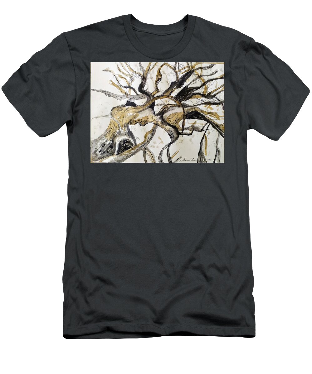 The Tree Of Bent Branches T-Shirt featuring the painting The Tree of Bent Branches by Esther Newman-Cohen