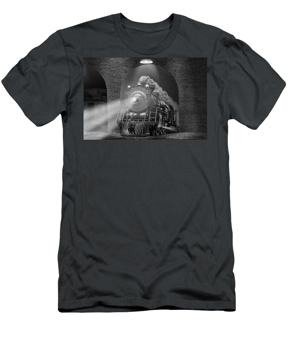Steam Engine T-Shirt featuring the photograph The Tunnels H by Mike McGlothlen
