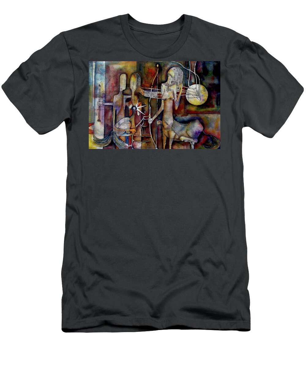 Abstract T-Shirt featuring the painting The Unicorn Man by Speelman Mahlangu 1958-2004