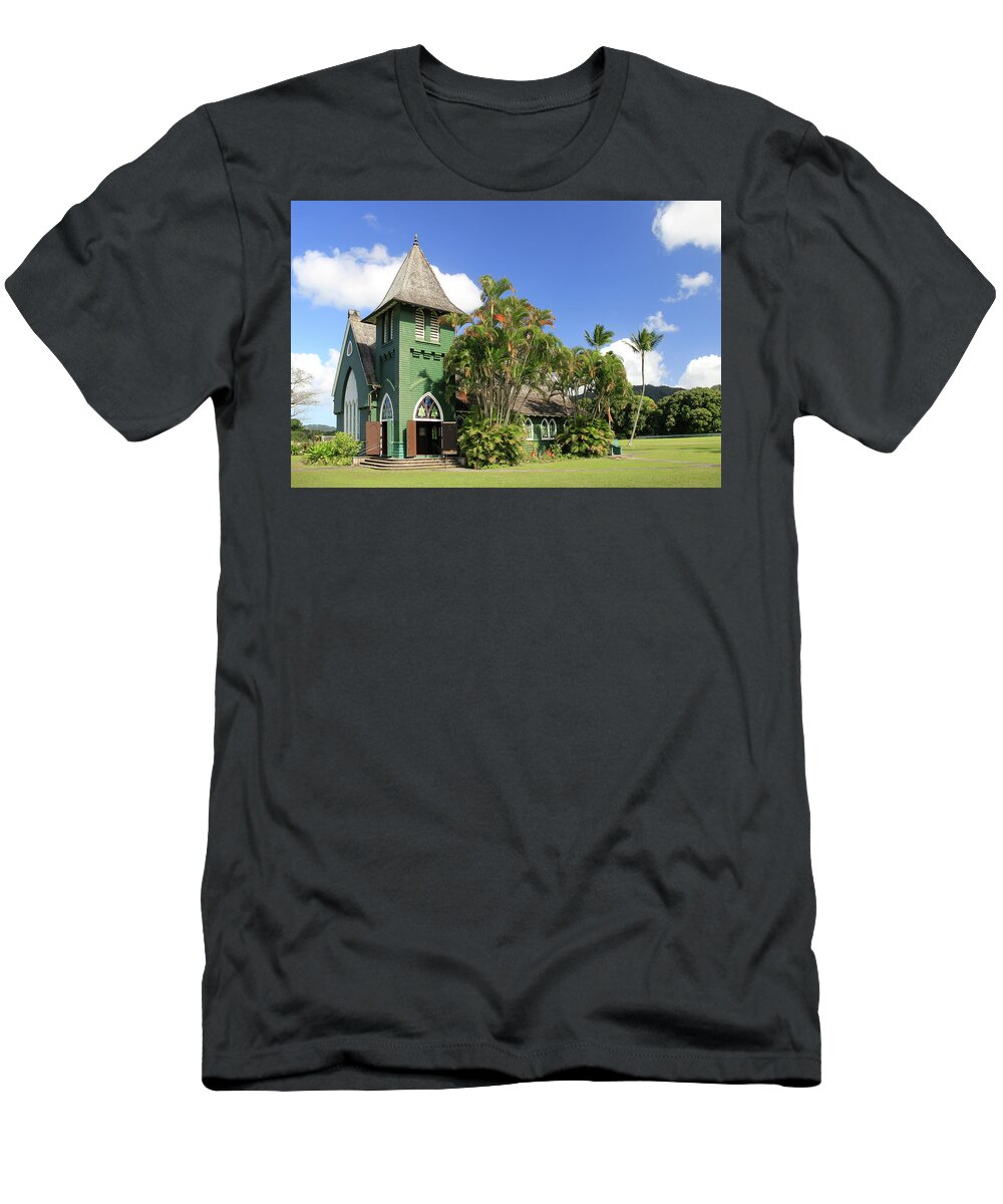 Palm Tree T-Shirt featuring the photograph The Waioli Hula Church by Robert Carter