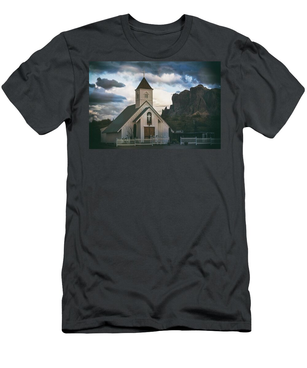 Stormy T-Shirt featuring the photograph The White Chapel At The Supes by Saija Lehtonen