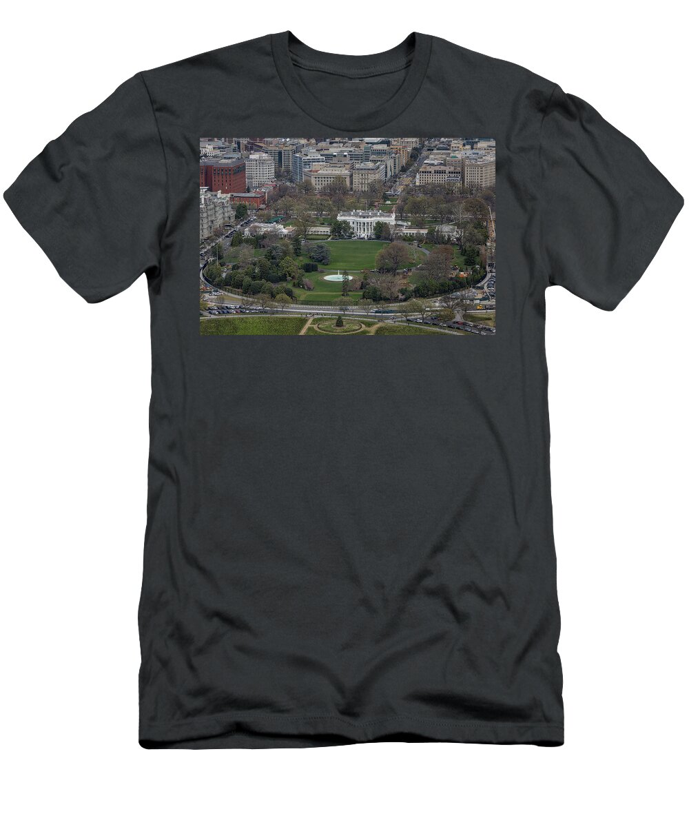 White House T-Shirt featuring the photograph The White House Aerial by Susan Candelario