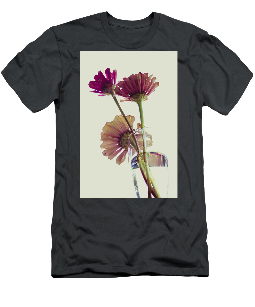 Zinnia Elegans T-Shirt featuring the photograph Three Overexposed Zinnias by W Craig Photography