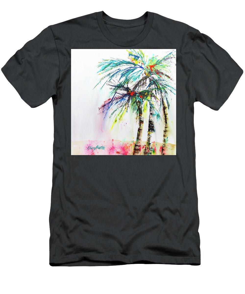 Beach T-Shirt featuring the painting Three Palms by Cheryl Prather