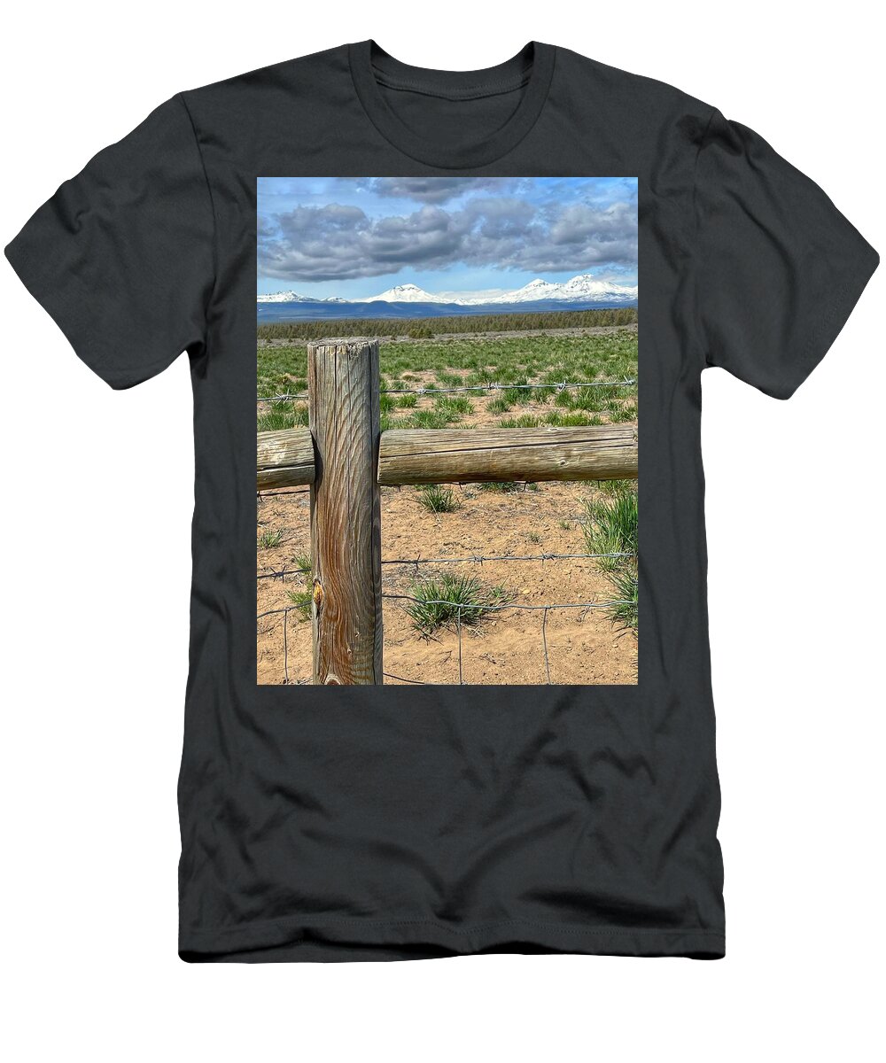 Oregon T-Shirt featuring the photograph Three Sisters Mountains by Bonnie Bruno