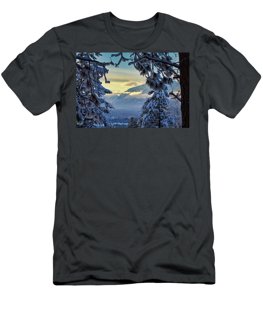 Winter T-Shirt featuring the photograph Through the trees by Thomas Nay