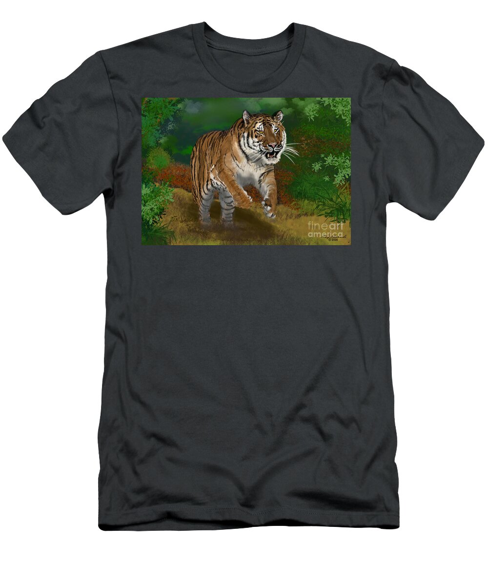 Gary T-Shirt featuring the digital art Tiger Chase by Gary F Richards