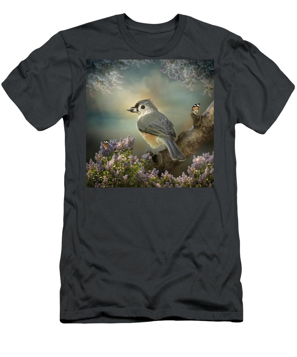 Birds T-Shirt featuring the digital art Tomas the Titmouse by Maggy Pease