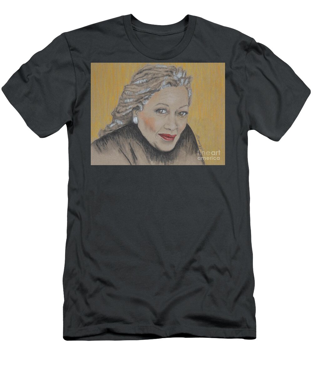 Toni Morrison T-Shirt featuring the drawing Toni Morrison by Jayne Somogy