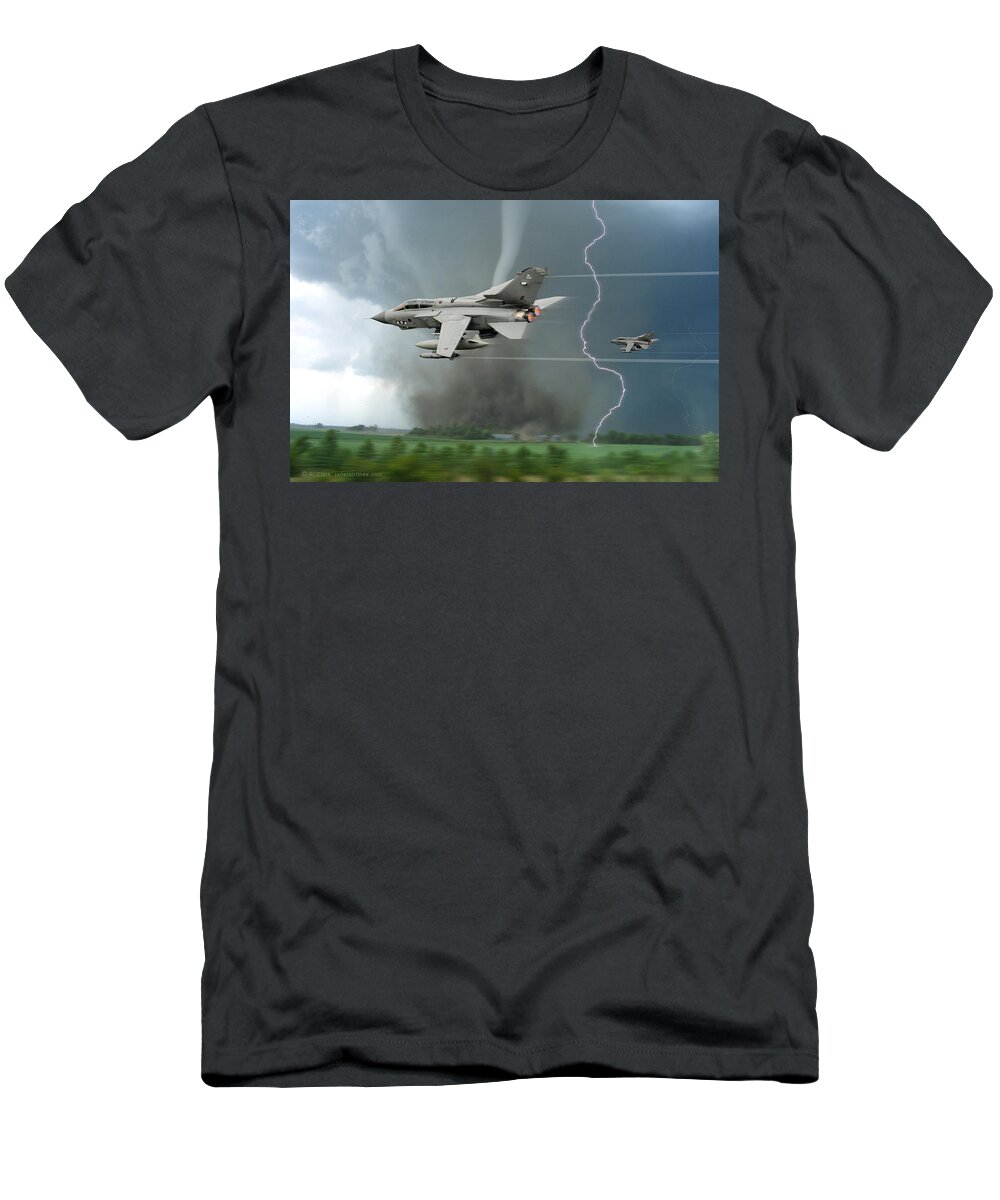 Panavia T-Shirt featuring the digital art Tornados In The Storm by Custom Aviation Art