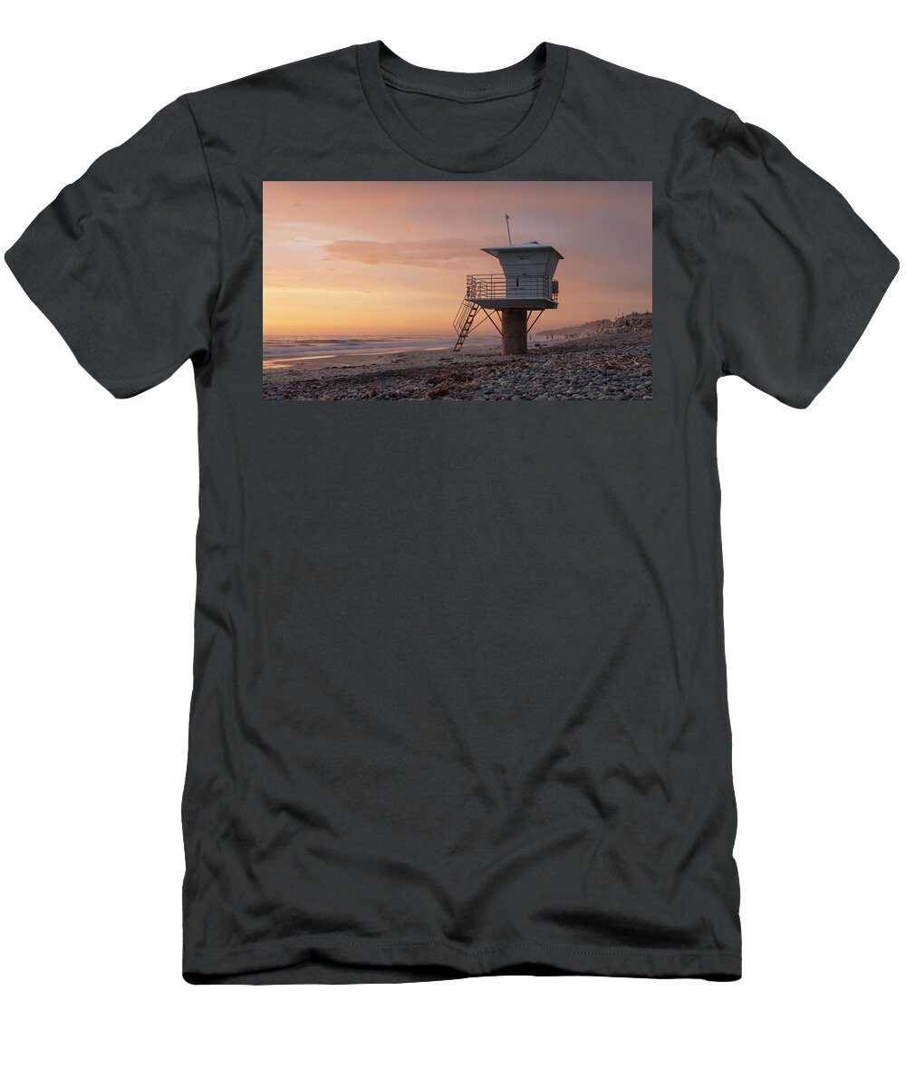 San Diego T-Shirt featuring the photograph Torrey Pines Beach Lifeguard Tower by William Dunigan