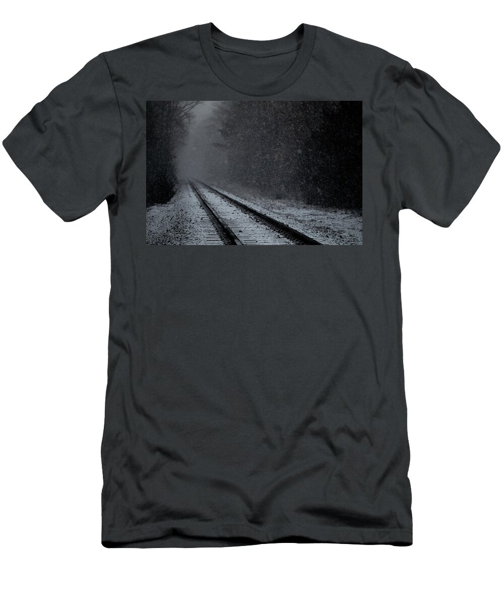 Train T-Shirt featuring the photograph Tracks in the Snow by Denise Kopko