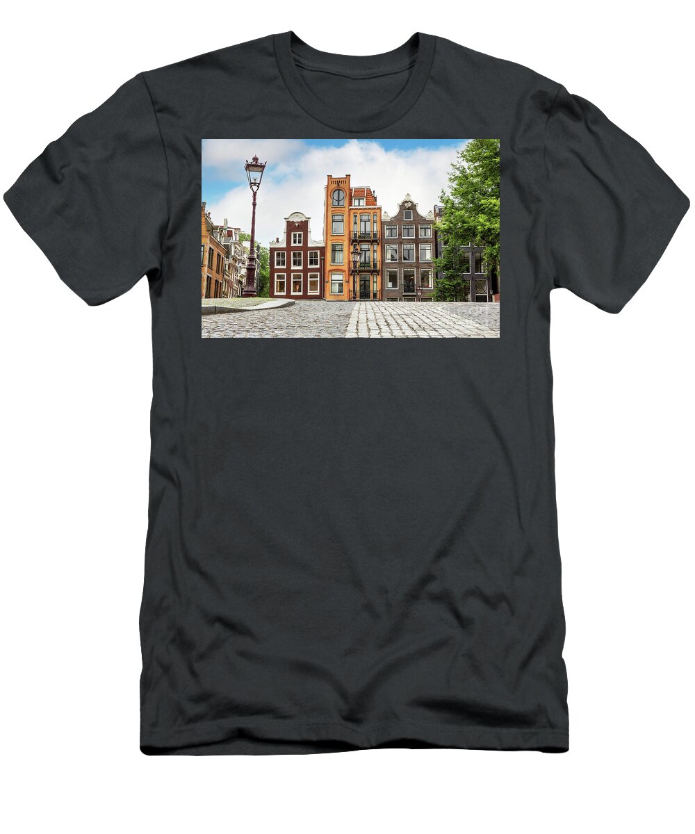 Amsterdam T-Shirt featuring the photograph Traditional Dutch townhouses in Amsterdam by Jane Rix
