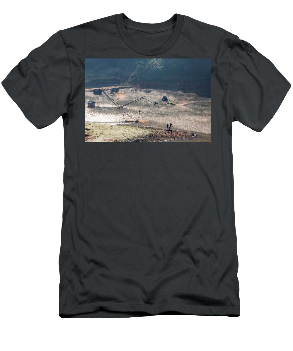Awesome T-Shirt featuring the photograph Traditional fishing farm by Khanh Bui Phu