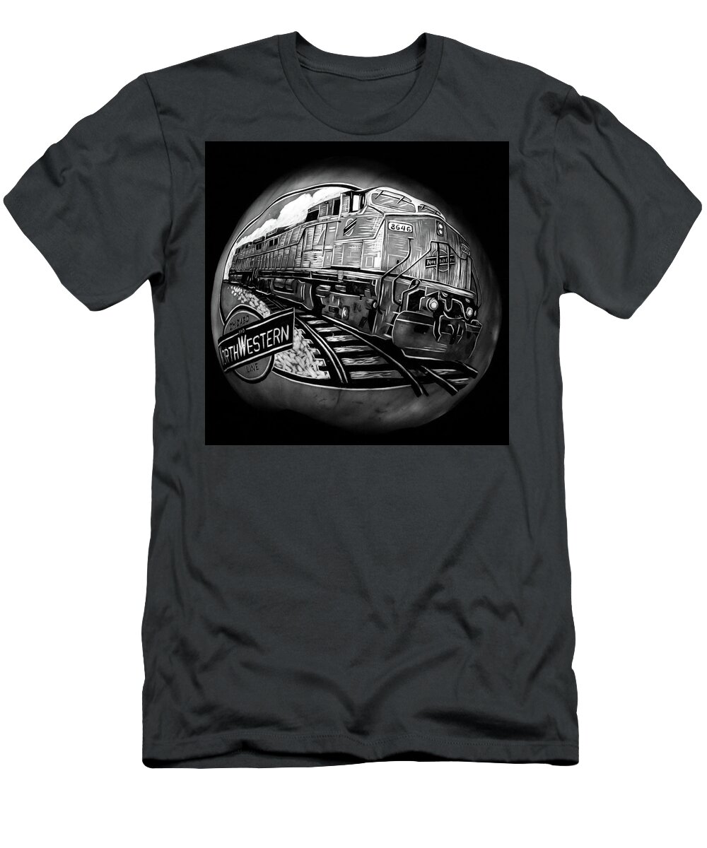 Train T-Shirt featuring the photograph Train BW by Stuart Manning