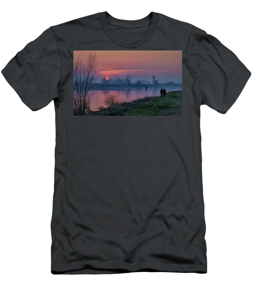 Coast T-Shirt featuring the photograph Sunset over the river by Loredana Gallo Migliorini