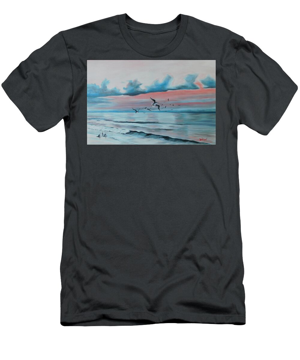 Siesta Key T-Shirt featuring the painting Tranquility On Siesta Key by Lloyd Dobson
