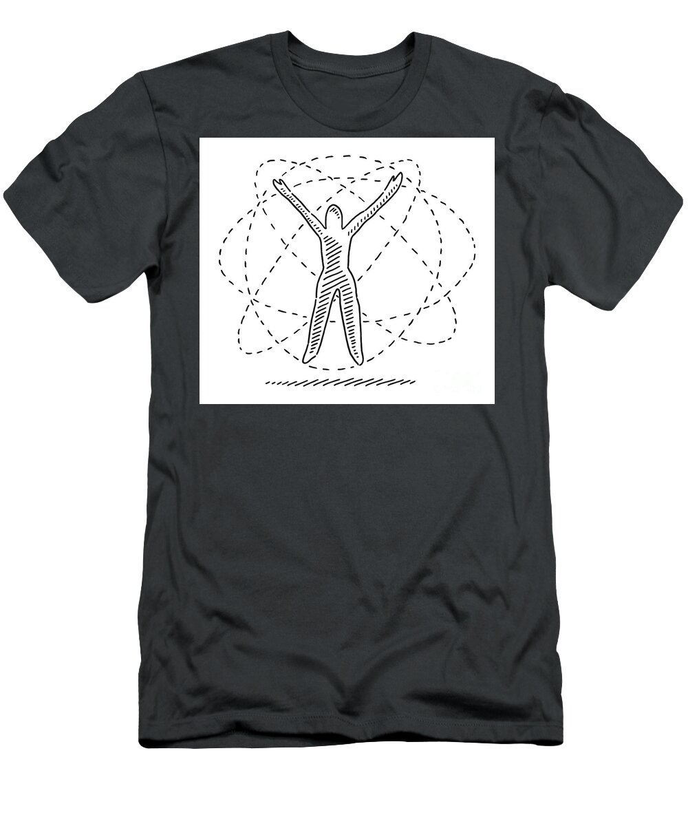 Sketch T-Shirt featuring the drawing Transcendence Woman Raised Arms Drawing by Frank Ramspott