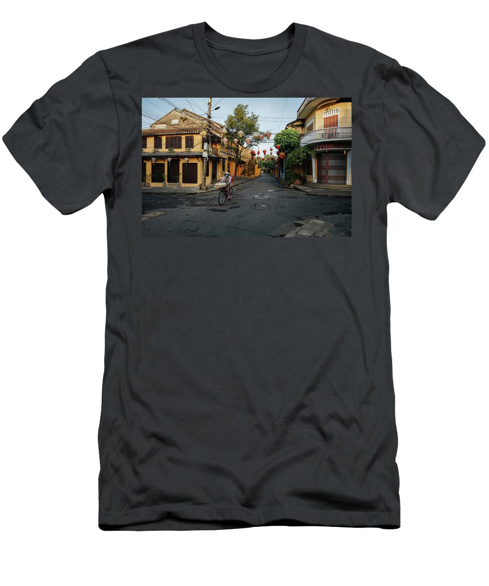 Awesome T-Shirt featuring the photograph traveling in Hoi An ancient town by Khanh Bui Phu