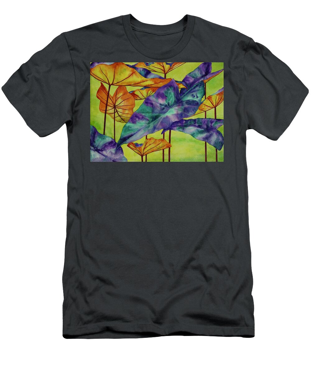 Kim Mcclinton T-Shirt featuring the painting Trippy Taro by Kim McClinton