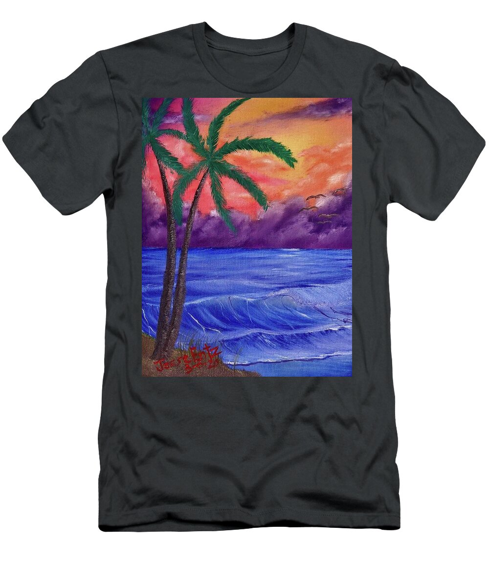  T-Shirt featuring the painting Tropical Storm by Jesse Entz