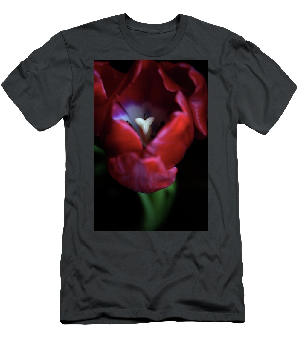 Macro T-Shirt featuring the photograph Tulip Pink 7082 by Julie Powell
