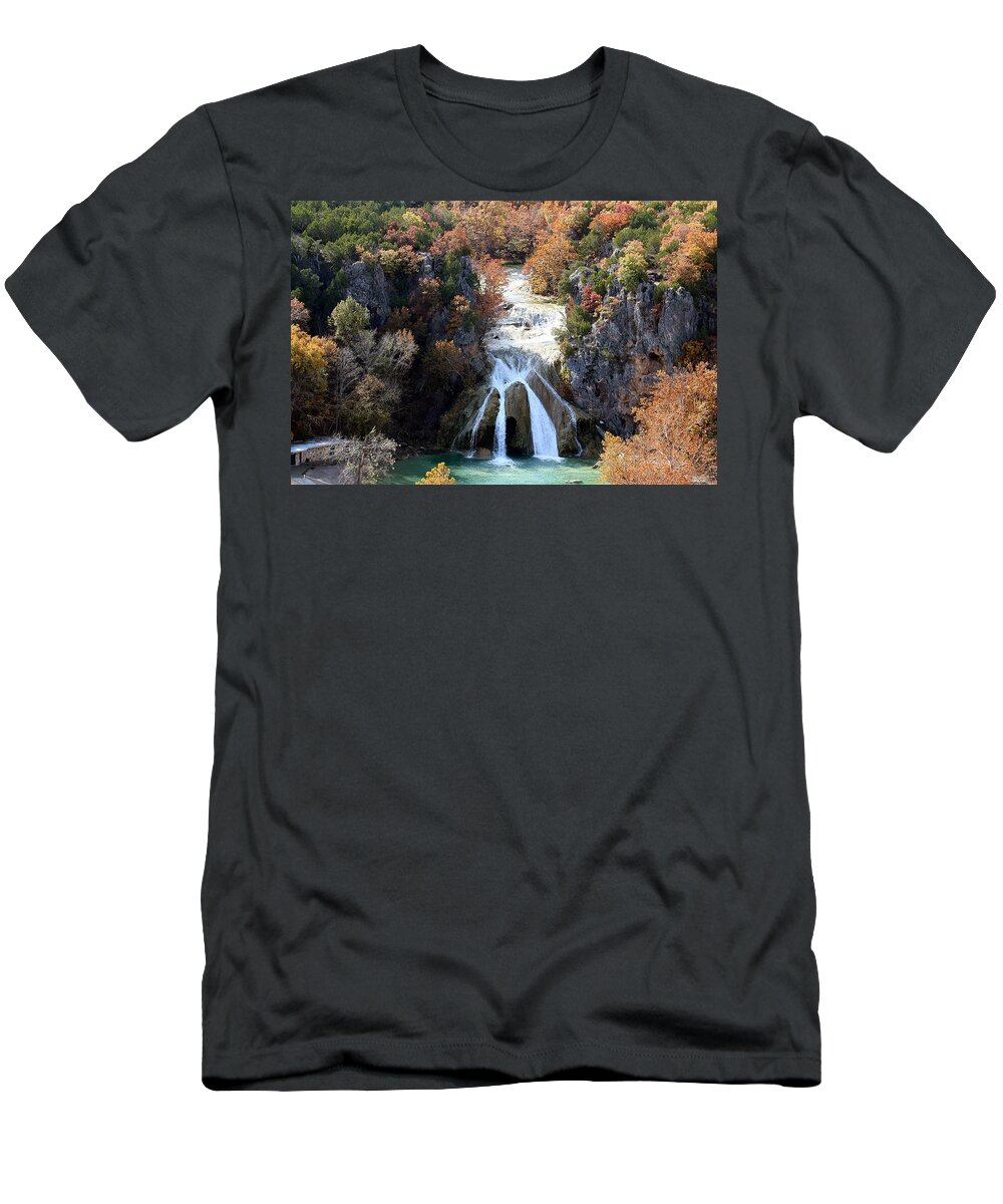Nature T-Shirt featuring the photograph Turner Falls Waterfall in Fall by Sheila Brown