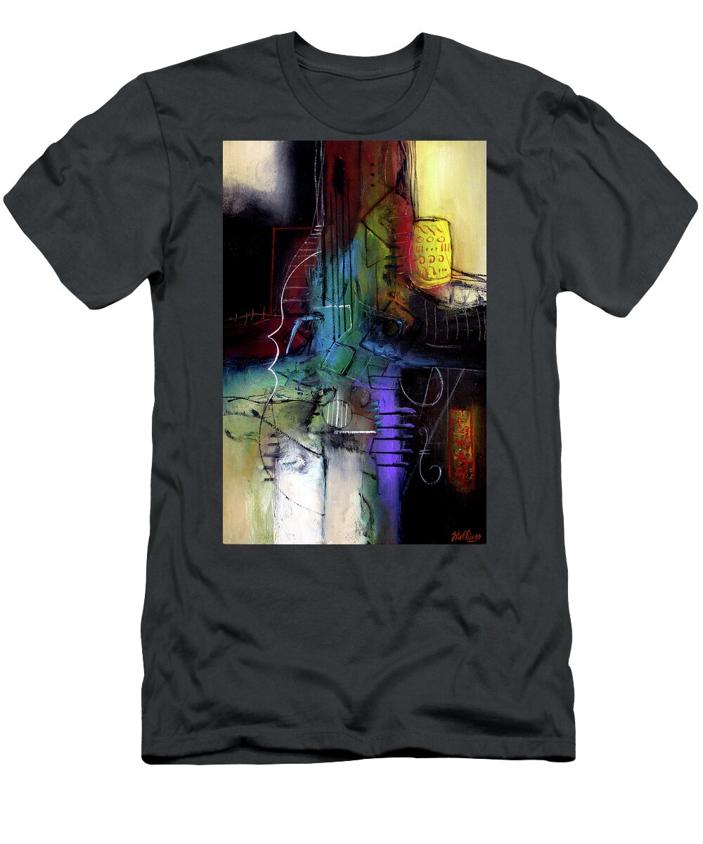 Abstract T-Shirt featuring the painting Turquoise Jazz by Jim Stallings