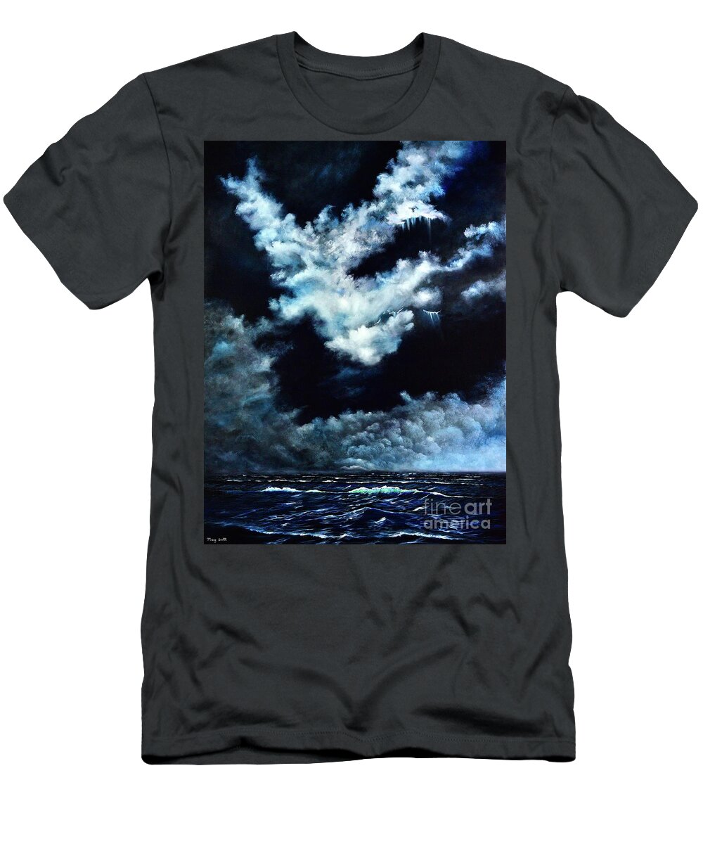 Seascape T-Shirt featuring the painting Turquoise Seascape by Mary Scott