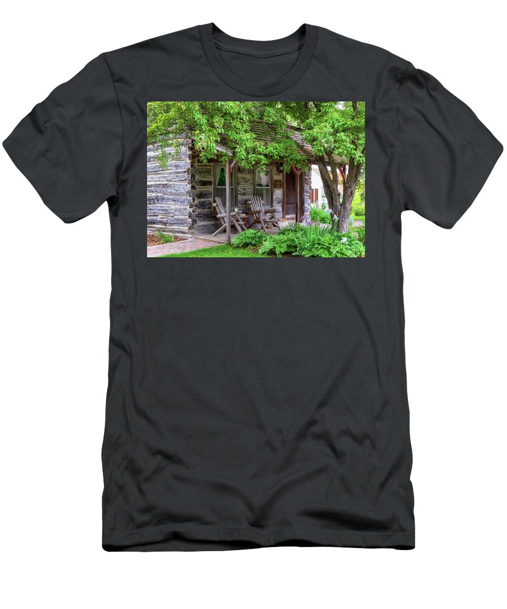 Tuttle Cabin T-Shirt featuring the photograph Tuttle Home - Pella Iowa by Susan Rissi Tregoning