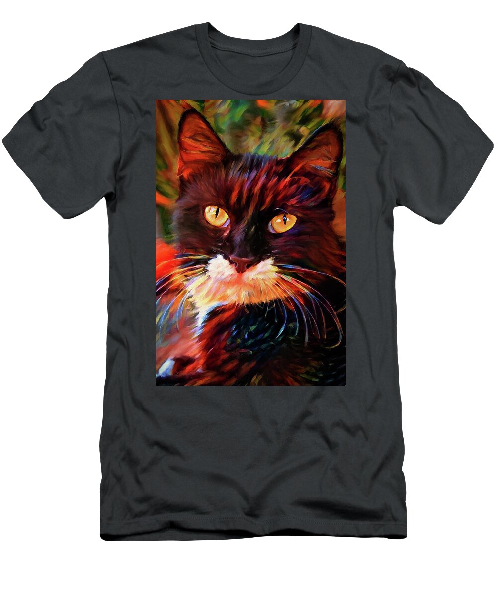 Tuxedo Cats T-Shirt featuring the digital art Tuxedo Cat Art by Peggyollins