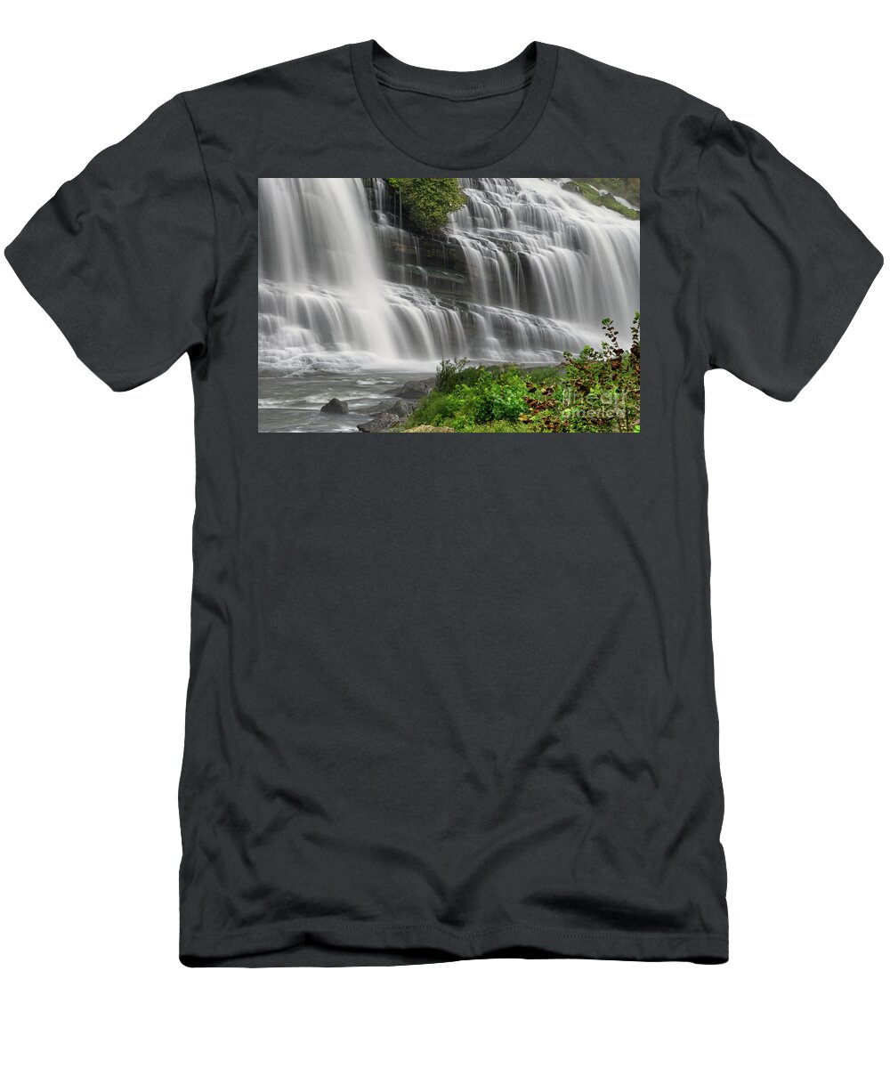 Twin Falls T-Shirt featuring the photograph Twin Falls 20 by Phil Perkins
