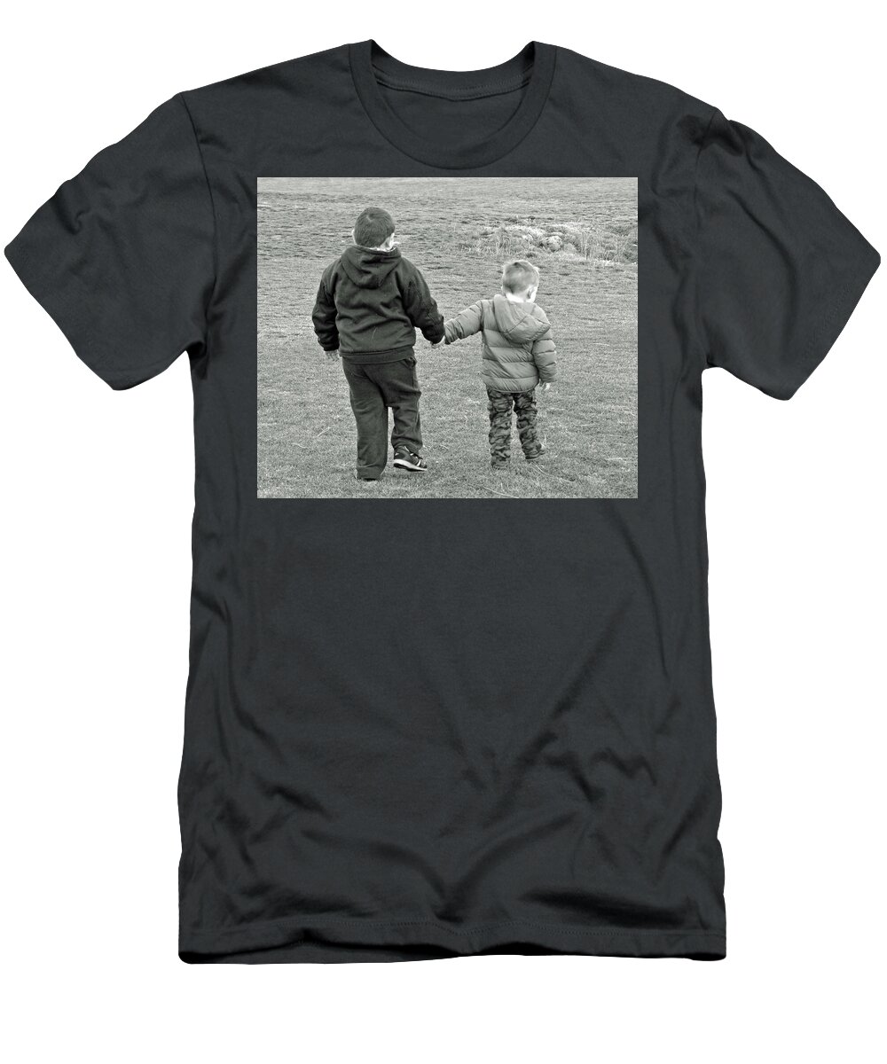 In Focus T-Shirt featuring the digital art Hunter and Lucas Two Bonding Cousens by Fred Loring