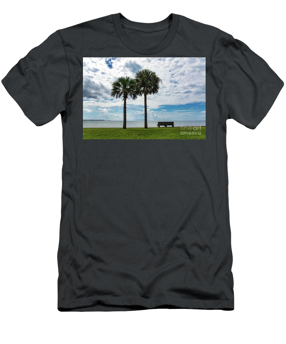 Two T-Shirt featuring the photograph Two Palms on Pensacola Bay by Beachtown Views
