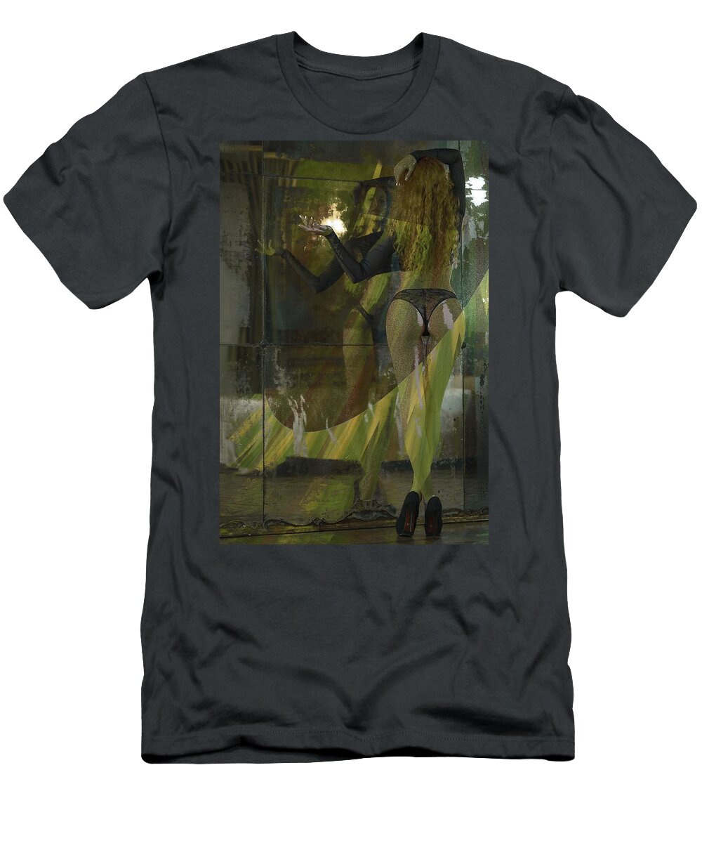 Oifii T-Shirt featuring the digital art Two Sides Night Sky by Stephane Poirier